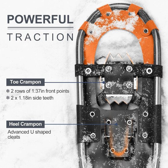 21/25/30 Inch Snowshoes with Trekking Poles for Men Women Youth, Waterproof Snow - Picture 3 of 7